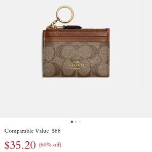 Authentic Coach Mini Skinny ID case in signature canvas